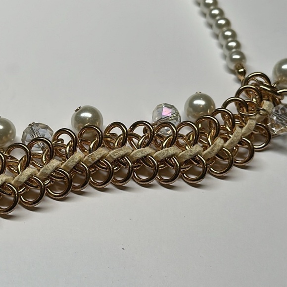 Prizma Boho Faux Pearl 3 Gold Tone Chain Links Necklace Pearl Dangle Earring NWT - Picture 5 of 7